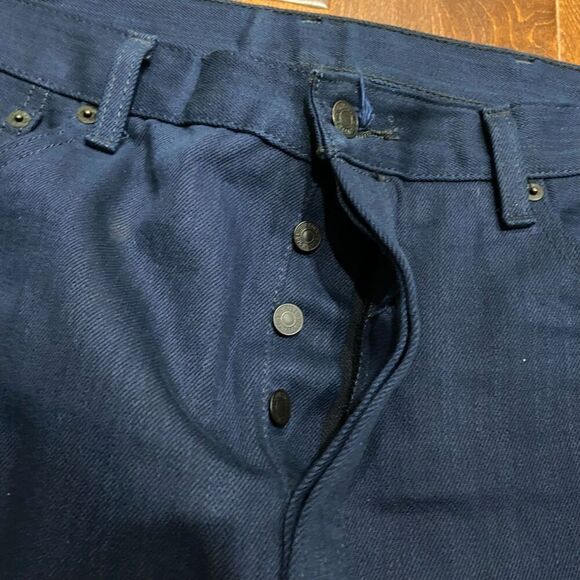 Levi's 501 Classic Straight Leg Button Fly Navy Blue Denim Jeans Men's 38 x 34 - Picture 6 of 9